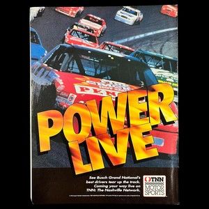 1992 TNN: THE NASHVILLE NETWORK Busch Grand National NASCAR Magazine Print Ad